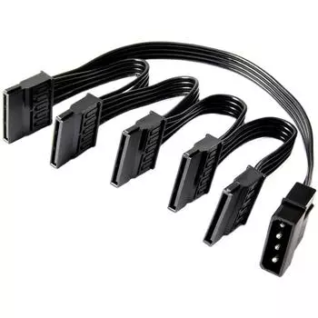 New 1Pc 15Pin SATA Power Cable Molex 4Pin IDE 1 to 5 SATA Hard Drive Splitter Cable