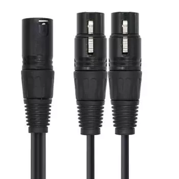 New 1PC 3-Pin XLR Male to Dual XLR Female Cable Y Cord Microphone Splitter Cable