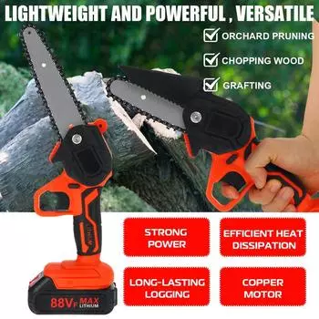 NEW 2000W 4/6Inch Mini Removable Pruning Electric Chainsaw With 10000mAh Battery One-Hand Electric Saw Logging Cutter 4 Inches 1 x Battery
