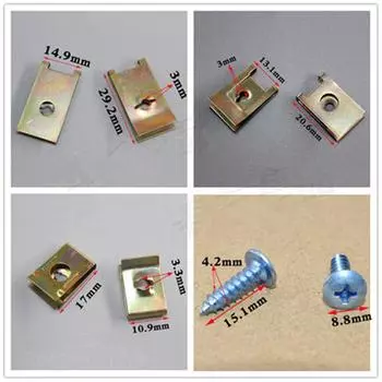 New 200Pcs Mixed Car Body Door Panel Fastener Fixed Screw U Type Gasket Fender Clips
