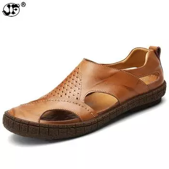 Новые дышащие летние туфли 2024 года с вырезами из натуральной кожи, мужская повседневная обувь с мягкой подошвой, модная мужская обувь 663 6 чёрный