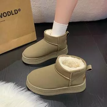 New 2024 hot sale Women Winter Boots Designer Platform Boots for Leather Warm Short Plush women s Ankle Boots Botines Mujer 35