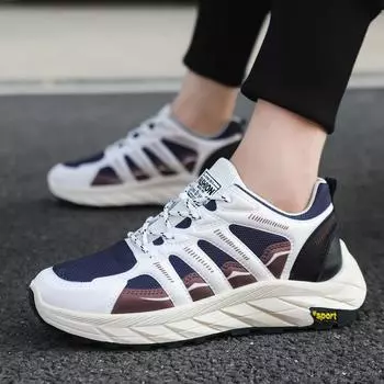 New 2024 men s sports shoes low-top lace-up breathable mesh casual shoes fashion trend color matching running shoes 39