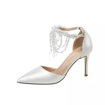 New 2024 Sexy Wedding Dress Hollow Straight Line with Tassel Chain High Heel Shoes Thin Heel Dress Bridal Sandals for Banquets 32