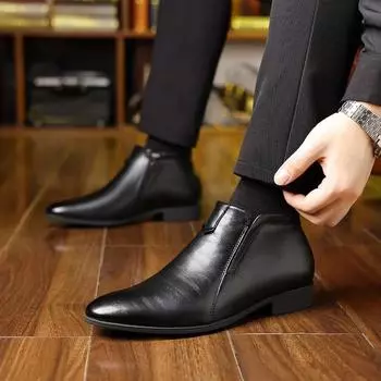 New 2025 Handmade Men Boots Design Sneakers Man Outdoor Casual Leather Men Shoes Ankle Boots Breathable Hot Sale Luxury Footwear 39 чёрный