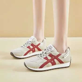 New 2025 spring and summer breathable thin sole color matching women s shoes women s shoes sports and leisure height increase round head Korean versio 35 зелёный