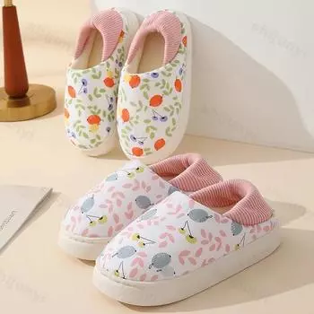 New 2025 Winter Wrap Heel Warm Waterproof Soft Lithe Fluffy Slippers for Women Comfort Non-slip Ladies Home Casual Cotton Shoe 36-37