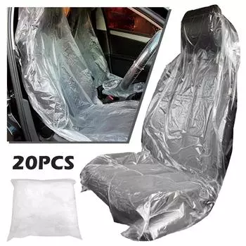 new 20Pcs Disposable Car Seat Covers Universal Plastic Car Seat Covers Protector Waterproof Dustproof Protective Plastic Seat прозрачный
