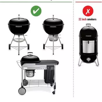 New 22-1/2-Inch One-Touch Cleaning System Kit Replacement For Weber Grills Silver