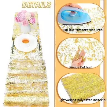 New 2/1Pack Sparkle Table Runners Gold/Silver Sequin Glitter Metallic Foil Thin Mesh Roll Party Birthday Wedding Christmas Decor 1pack&28cmx275cm золотой