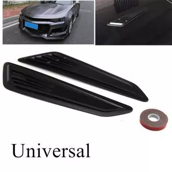 New 2 Pcs Glossy Black Car Hood Vent Louver Scoop Cover Intake Cooling Panel Trim