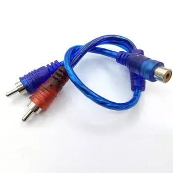 New 2 Pcs RCA Y Splitter Cable Audio Jack 1 Female to 2 Male Connector Adapter Cords