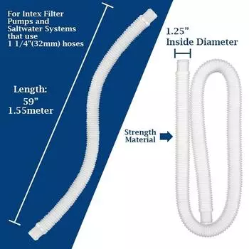 New 2PCS 59 Above Ground Pool Pump Accessory Hose For Intex 1-1/4 inch 1.25 32mm