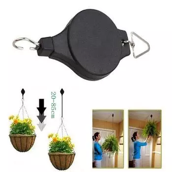 New 2PCS Black Retractable Pulley Hook Hanging Pull Down Hanger Garden Flower Plant