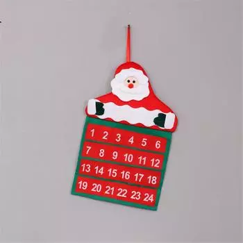 New 2Pcs Cute Santa Claus Christmas Advent Calendar Pockets Hanging Xmas Decoration