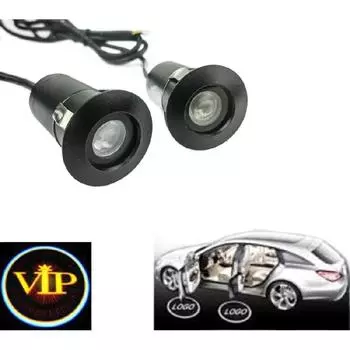 New 2pcs LED Car Welcome Lights Aluminum Housing Light Black Universal