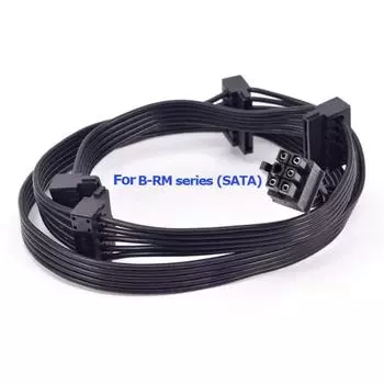 New 2pcs PCI-e 6Pin Male 1 to 4 SATA 15Pin Power Supply Cable For CORSAIR RM Series