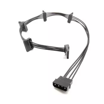New 2pcs SATA Power 4 Pin 1 Male To 5 Female Splitter Hard Drive Cable For HDD SSD