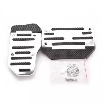 New 2Pcs Silver Non-Slip Automatic Car SUV Treadle Brake Accelerator Foot Pedal Pad