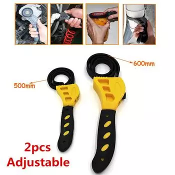 New 2x Adjustable Strap Wrench Set Hand Tool for Oil Filter for Auto Car Truck Boat