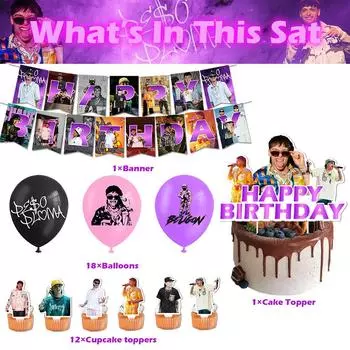 New 32pcs Peso Pluma Party Supplies Included a Banner, Cake Toppers, Balloons