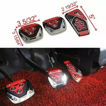 New 3 Pcs Red Manual Transmission Car Brake Non-Slip Foot Pedal Cover Pad Cover Kit