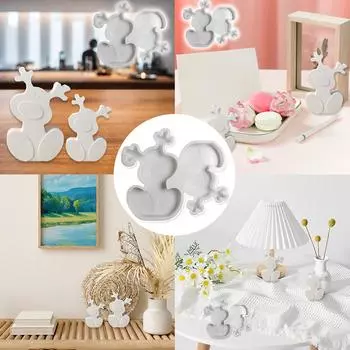 New 3D Christmas Cartoon Candle Deer Silicone Mold Deer Glue Decor Mould DIY Mirror DIY Drop He H6B6 white-One size