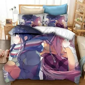 New 3D Print Anime Yuru Camp Bedding Set Duvet Covers Pillowcases Comforter Bedding Sets Bedclothes Bed Home Textiles 70x133cm 2pcs