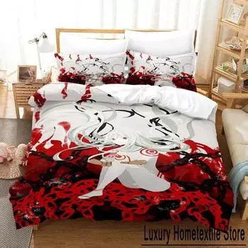New 3D Printed Anime Deadman Wonderland Bedding Set Single Twin Full Queen King Size Bed Set Adult Kid Bedroom Duvet cover Sets EU Single 135x200cm