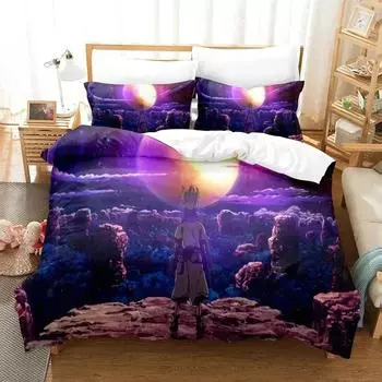 New 3D Printed Anime Dr.Stone Senku Bedding Set Boys Girls Twin Queen Size Duvet Cover Pillowcase Bed Kids Adult Home Textiles 135X200cm-2pcs