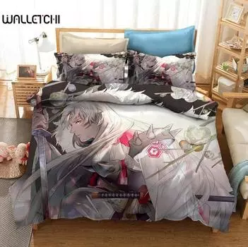 New 3D Printed Anime Inuyasha Duvet Cover Sesshoumaru Bedding Set Double Twin Full Queen King Adult Kids Bedclothes Quilt Cover 70x133cm 2pcs