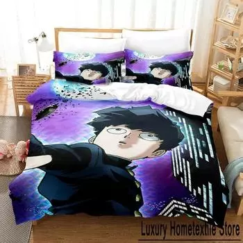 New 3D Printed Mob Psycho 100 Bedding Set Anime Kageyama Shigeo Duvet Cover Double Twin Full Queen King Adult Kids Quilt Cover 70x133cm 2pcs