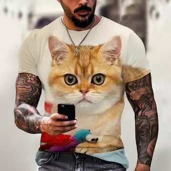 New 3D Printed T-shirt Flexible Street Short Sleeved Men s Top T-shirt S