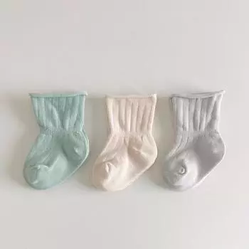 New 3pairs/lot All Season Infant Girls Socks Loose Mouth Breathable Solid Color Baby Girls Socks 100% Cotton Children Sock Kit M for 1-3 years