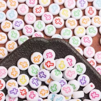 Новые 40 шт., материалы для самостоятельного изготовления ювелирных изделий, аксессуары, браслеты, серьги, модные свободные бусины, ожерелье, плоские круглые проставки 6,5 мм, телефонная цепочка, крестообразный узор