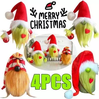 New 4/1PC Festive Christmas Gnome Faceless Doll Red Love Dwarf with Green Beard Perfect Holiday Decoration Navidad New Year Gift