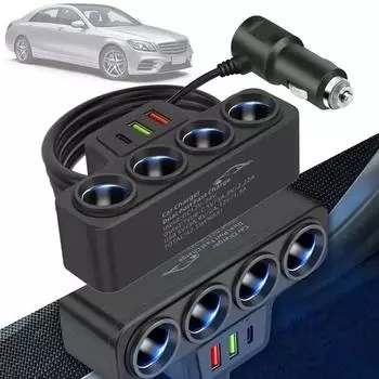 New 4-Socket 3.1A Charger Charger 12V/24V Car Cigarette Lighter Adapter USB Car USB+QC3.0+PD3.1A Accessories Port USB 120W