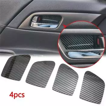 New 4 X Carbon Fiber Look Inner Door Handle Bowl Frame Cover For Honda Accord 13-17
