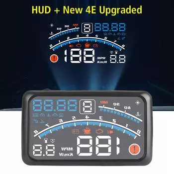 New 4E Upgraded HUD 5.5 HD Water temp Car Head Up Display Security Alarm Multifunctional Speed Projector OBD Digital Display чёрный