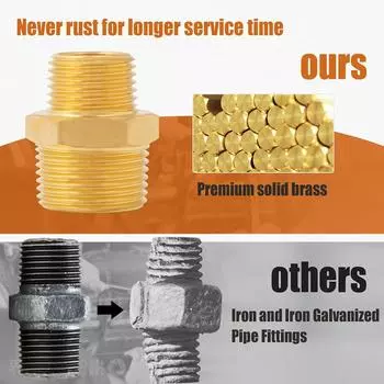 New 4Pcs 3/4 GHT 1/2 NPT Male Brass Nipple Garden Hose Convert Adapter Fittings