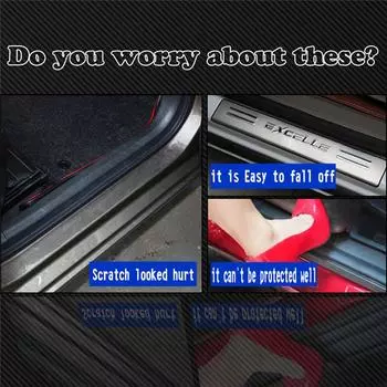 New 4Pcs 3D Carbon Fiber Black Car Door Sill Scuff Plate Cover Anti Scratch Sticker