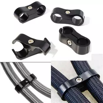 New 4pcs Black AN -6 AN6 14MM Braided Hose Separator Clamp Fitting Adapter Bracket