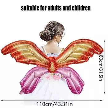 New 4pcs Colorful Butterfly Wings Balloons for Butterfly-Themed Party Decoration
