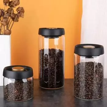 New 500ml Vacuum Sealed Jug Coffee Beans Glass Airtight Canister Food Grains Candy Keep Fresh Storage Jar Kitchen Accessories