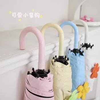 New 50% off 6-bone vinyl umbrella, curved hook handle, sun protection and UV protection umbrella, personalized and creative, weather and rain umbrella