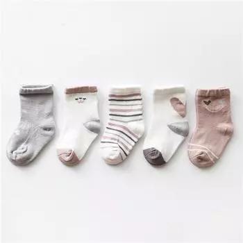 New 5Pairs/lot Infant Baby Socks Winter Autumn Baby Socks for Girls Cotton Newborn Baby Boy Socks Toddler Baby Boys Accessories 1-3Years(M)