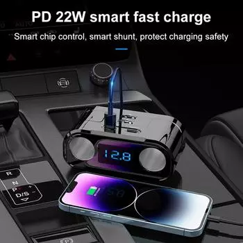 NEW 60W Power Adapter Car Charger 2 Sockets 2 USB 2Type C Charging Port PD 22W Fast Charging Voltage Detection Phone Charger