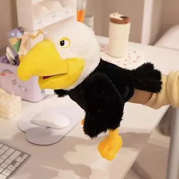 New 6 Style Toucan Hand Puppet Plush Toys Kindergarten Performance Hand Control Toucan Parrot Bald Eagle Peacock Owl Flamingo about 35cm