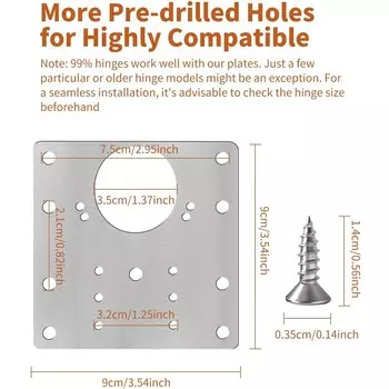 New 6Pcs Cabinet Hinge Repair Plates with 36pcs Mounting Screws Fit For Furniture