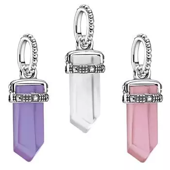 New 925 Sterling Silver Beads White Pink Purple Amulet Pendant Charms Fit Original Fashion Bracelet Women Jewelry Diy Gift